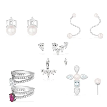 

2020 New High-quality Original Single Ear Bone Clip Cross S-shaped Pearl Earrings Feminine Charm Engagement Romantic Jewelry