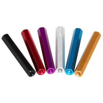 

5pcs M3 Aluminum alloy hexagon nut pillar connection through hole double internal teeth nuts post H5.5 6-40mm length white