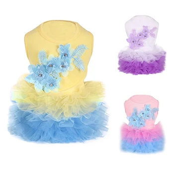 

Summer Dog Flower Dress Pet Dog Clothes for Small Dog Wedding Dress Fashion Puppy Bubble Skirt Clothing Spring Pet Clothes P1