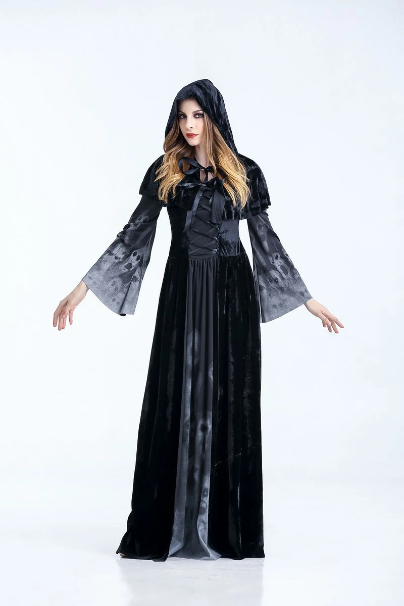 

Halloween Dress Cosplay Costumes Scary Vampire Witch Clothes Women Medieval Masquerade Ghost Fancy Cool Horror Maxi Dress