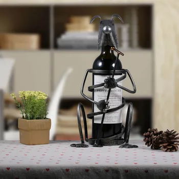 

New Fancy Saxophone Playing Dog Wine Rack Iron Animal Figurine Wine Rack Bar Restaurant Home Ornament Decoration Art Craft Gift