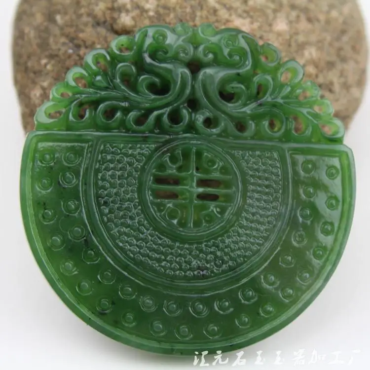 Hetian Jade Russian Jasper Mine Timber Level Spinach Green Lucky Pixiu Double Pixiu Pendant Men And Women