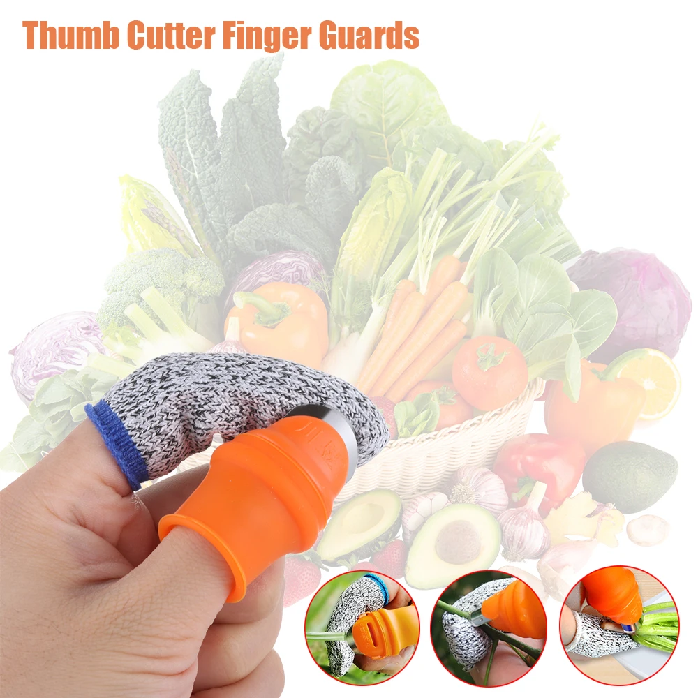 Silicone Thumb Cutter Finger Guards Cut-resistant Finger Sleeve Bean Picker Picking Tool Kitchen Gadget Fruit & Vegetable Tools