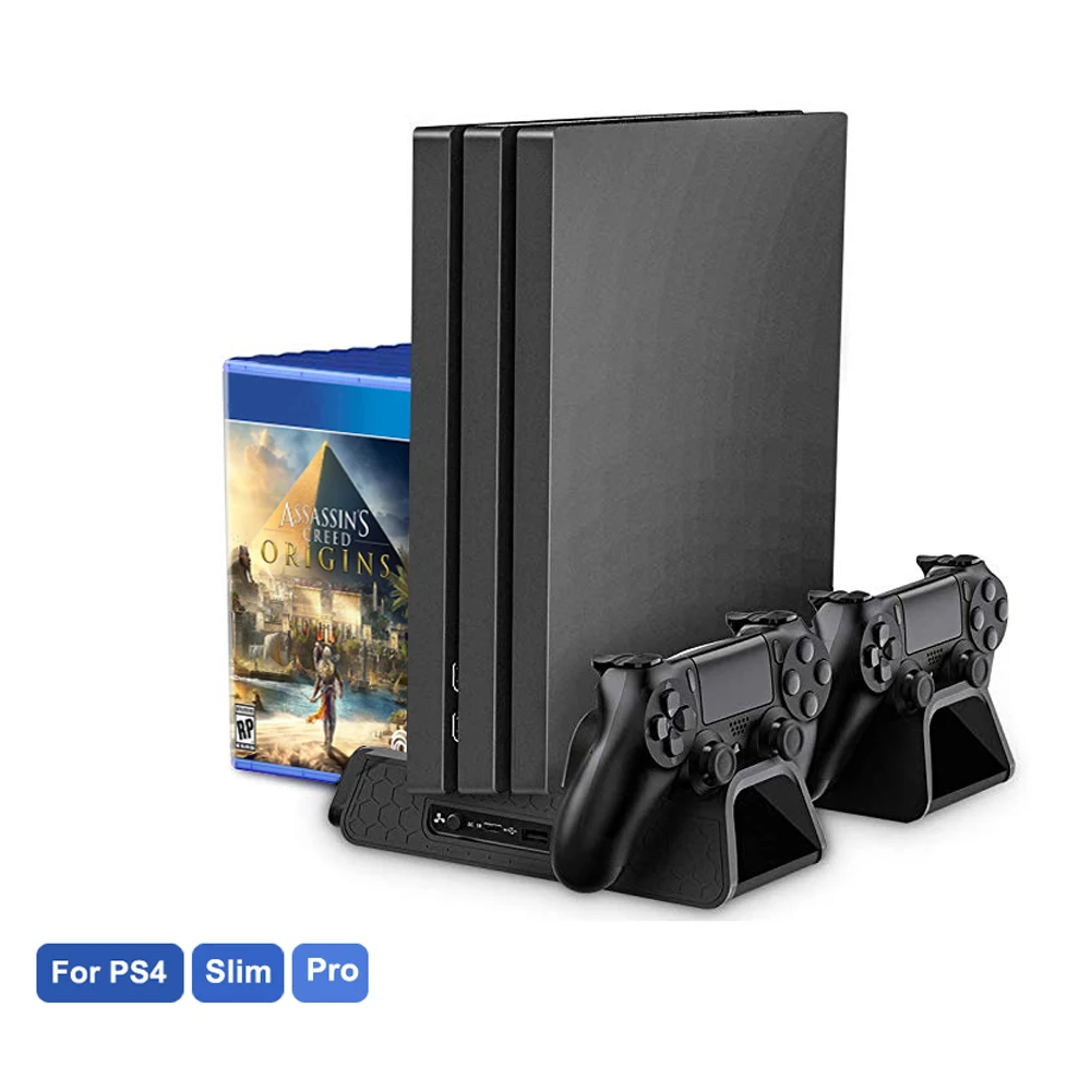 

For PS4/PS4 Slim/PS4 Pro Vertical Stand with Cooling Fan Dual Controller Charger Charging Station For SONY Playstation 4 Cooler