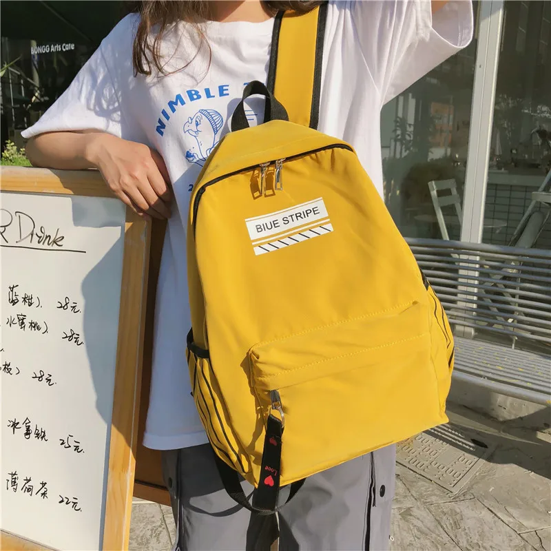

Ribbon Vertical Striped Backpack Women's New Style Waterproof Nylon Student School Bag Simple Casual Outdoor Backpack