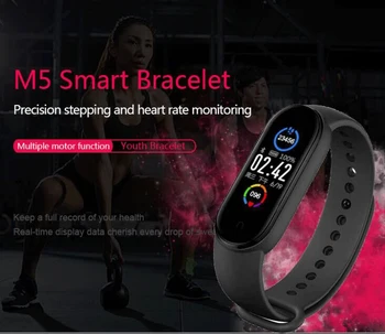 

Professional M5 Smart Bracelet Bluetooth Sport Fitness Tracker Heart Rate Monitor Waterproof Women Men Wristwatch Smart Band