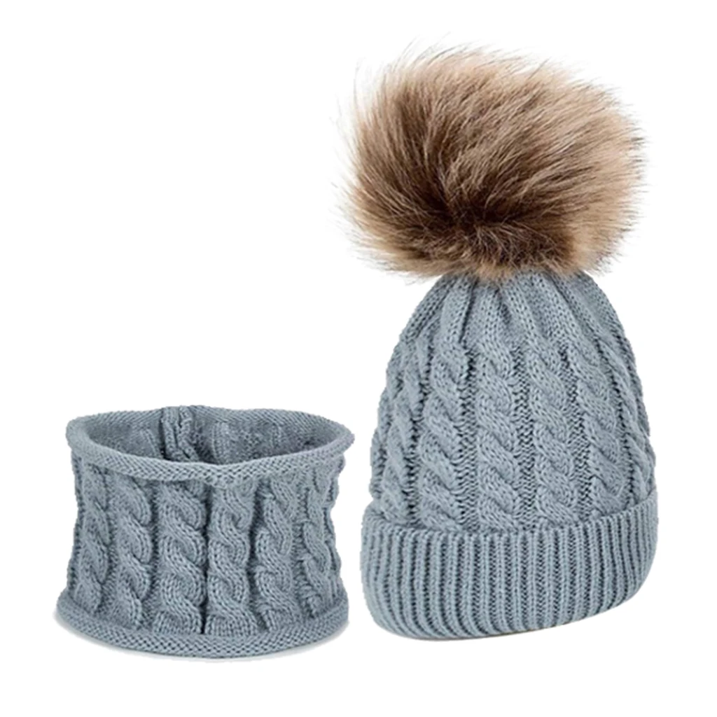 0-3 Ages Unisex Baby Knit Hat Scarf Warm Winter Pom Pom Boy Girl Beanie Cap Girls Boys Elastic Beanies Autumn Winter