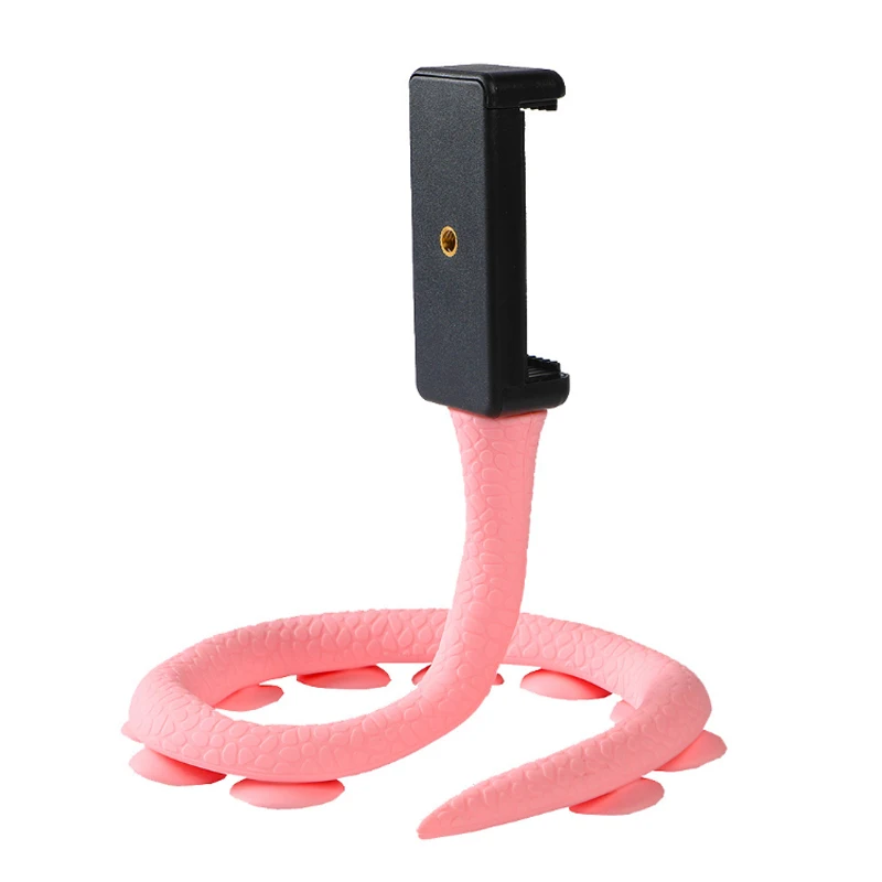 Держатель для телефона милый червь ленивый кронштейн держатель для мобильного телефона гибкий резиновый осьминог настенный настольный на 360 градусов вращающаяся присоска - Цвет: pink