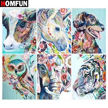

HOMFUN Diy Full Square Round Drill 5D Diamond Painting Cross Stitch Diamond Embroidery "Animal color painting" Home Decor Gift