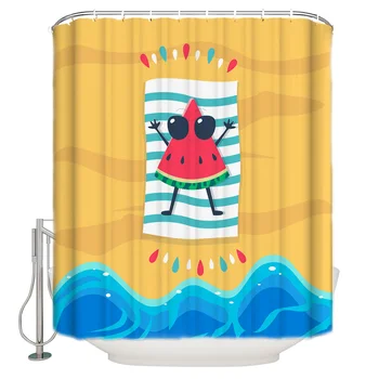 

Summer Seaside Yellow Beach Watermelon Bathroom Shower Curtain Home Decoration Bathroom Accessories Shower Curtain