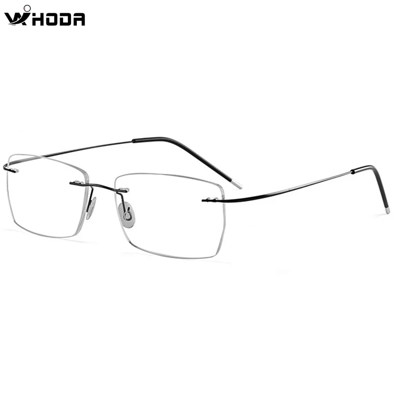 

β Pure Titanium Frameless Glasses Frames, Men Prescription Myopia Optical Eyeglasses Frame,Screwless Square Eyewear F099