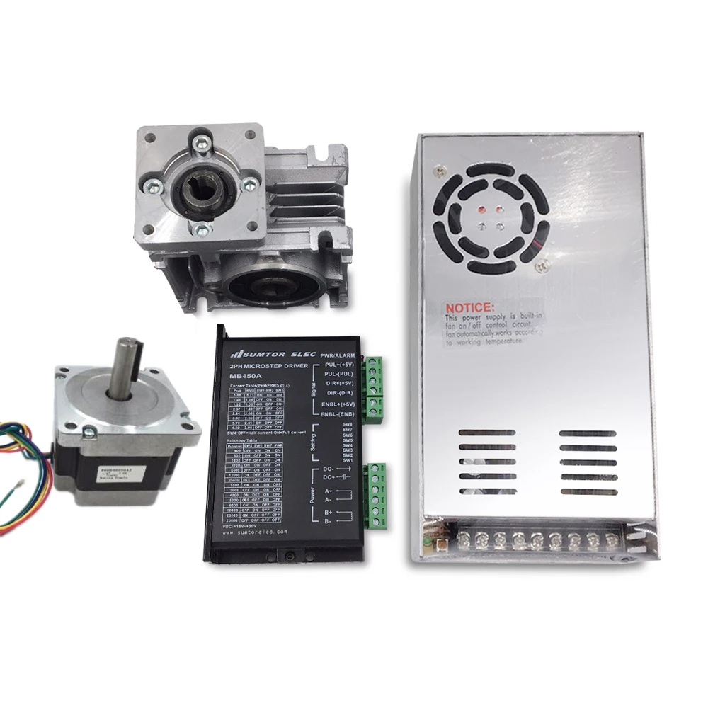 Nema23 шаговый двигатель L56mm 7 5: 1 редукционный червь редуктор 8 25 нм 2ph DC24 50V 4.2A драйвер