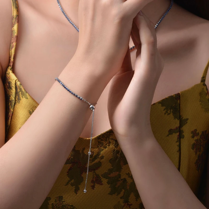 OEVAS 100% 925 Sterling Silver 2.5mm Ruby Tanzanite Sapphire High Carbon Diamond 65mm Chains Necklace Wedding Fine Jewelry Gift