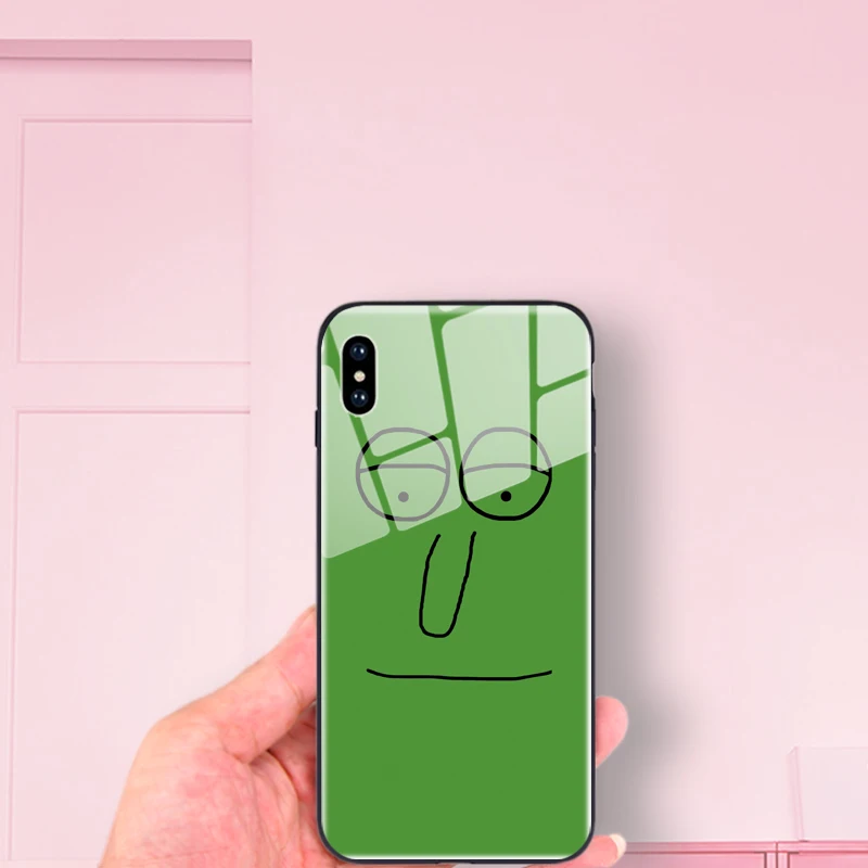 5 5S se чехол для iPhone x xr xs задняя крышка для iPhone11 pro max 6,5 противоударный 6 6s 7 8 plus противоударный стеклянный мультяшный корпус - Цвет: green simpleman