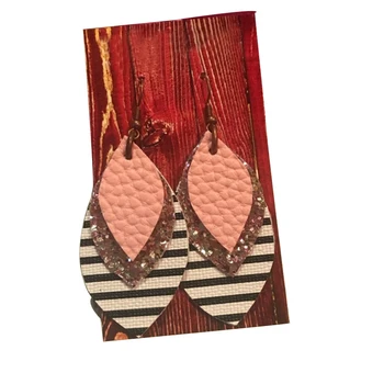 

New Arrival!NEW ! new !Faux Leather Earrings Black Gold Plaid Handmade We can Accept Your Customize