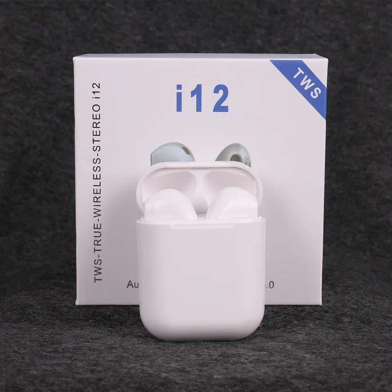 Белый Новые i12 TWS мини беспроводные наушники Bluetooth наушники 5,0 бас наушники сенсорное управление наушники гарнитуры PK i9s i10 i11 i30 tws - Цвет: Белый