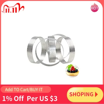 

Circular Stainless Steel Porous Tart Ring Bottom Tower Pie Cake Mould Baking ToolsHeat-Resistant Perforated Cake Mousse Ring, 8c