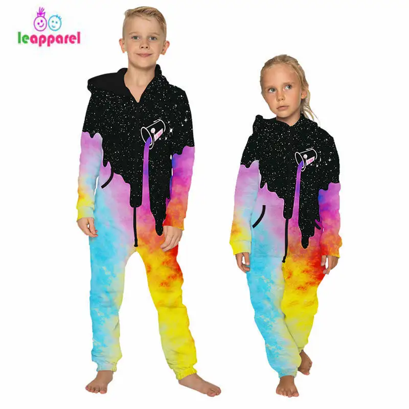 TJ10020 LEAPPAREL/Детский комбинезон с 3D-принтом, с принтом скелета, для мальчиков и девочек, свободная осенне-зимняя верхняя одежда с длинными рукавами - Цвет: TJ10020