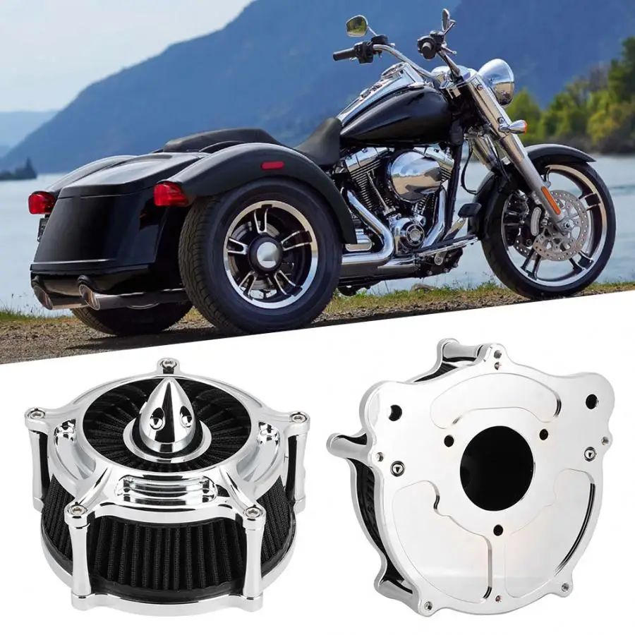 Воздушный фильтр двигателя мотоцикла с серебряным покрытием подходит для FXDLS/Touring/Trike 2008- мотоцикл модифицированный