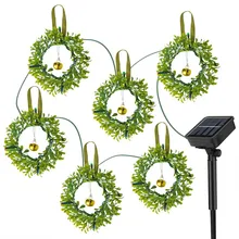 6 венков солнечные Рождественские огни наружные садовые огни с колокольчиками 8 режимов водонепроницаемые сказочные украшения для вечерние, праздничные