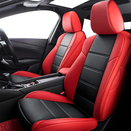 Заказное автомобильное сиденье из кожи чехол для Porsche Cayenne 955 957 958 Macan аксессуары Чехлы для автомобильных сиденьев - Название цвета: Black red standard