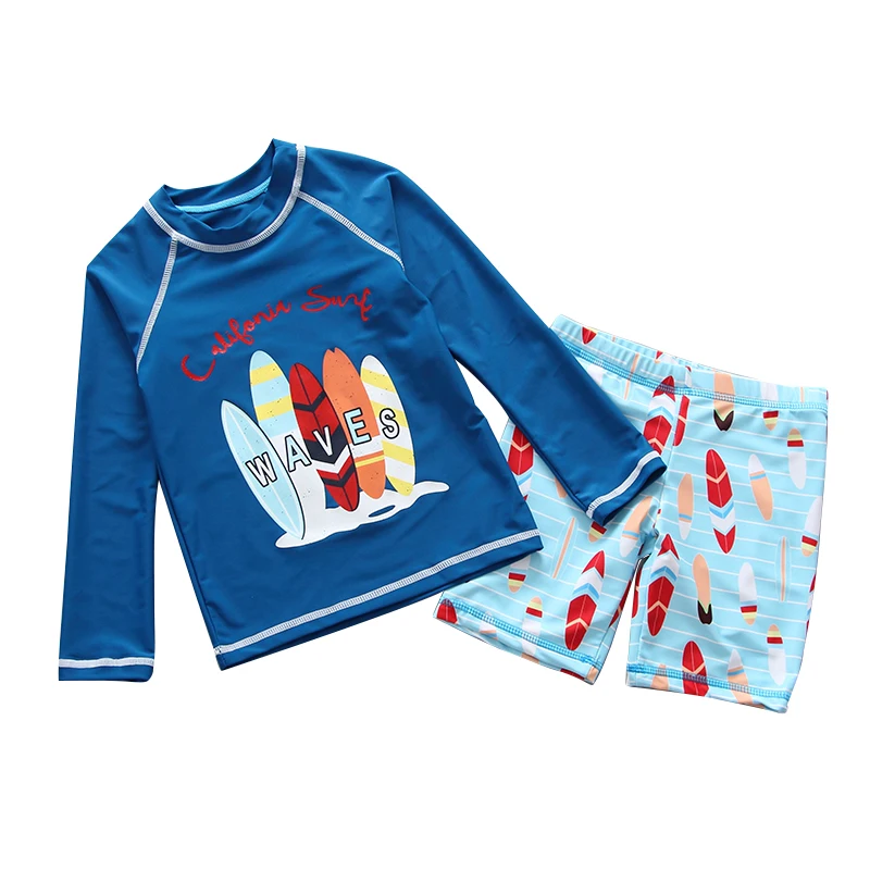 Rash Guard Children Two Pieces Long Sleeves Surf Suit Children's Swimwear Sun UV Protection Toddler Boy Swimsuit Bathing Clothes
