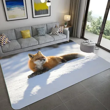 

Home Decoration 3D Wolf and Zebra Carpets Living Room Tea Table Area Rug Mat Soft Large Carpet Bedroom Beside Mat