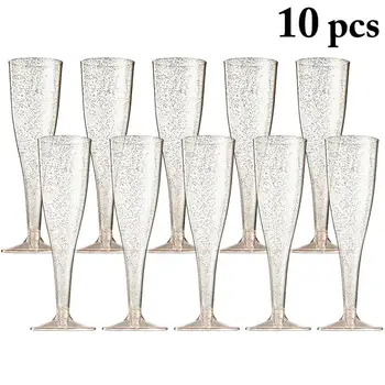 

10pcs Fashion Party Plastic Champagne Flute Creative Disposable Plastic Cup Champagne Glass For Birthday Party Wedding