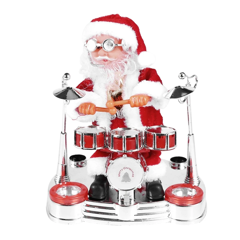

Electric Music Santa Claus Doll Playing Drumming Ornament New Year Kids Christmas Gift