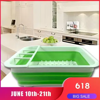 

Folding Drain Dish Rack Green Cutlery Case Folding Collapsible Holder Cup Rack Gadgets Asphalt Kitchen Tools Holder Y5A1