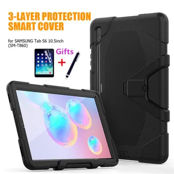 

Case For Samsung Galaxy Tab S6 10.5 inch 2019 T860 SM-T860/SM-T865 Kids Safe Shockproof Stand Cover+Screen Protector film+pen