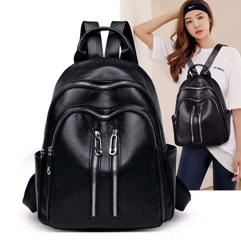Женские черные кожаные рюкзаки, высокое качество, Mochila, женский рюкзак, опрятный, для путешествий, известный бренд, роскошный дизайн, женская сумка