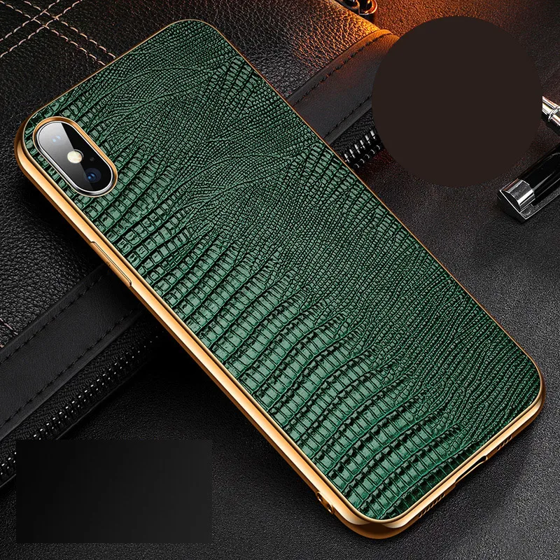 Чехол-накладка из натуральной коровьей кожи для iPhone XS Max XR крокодиловая кожа