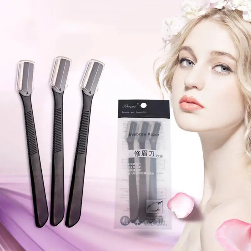 3/6 Eyebrow Trimmer Blade Shaver With One Safety Cover Portable Face Razor Eye Brow Epilation