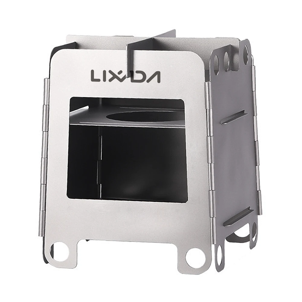 Lixada Portable Camping Titanium Stove Lightweight Folding Wood Burning Stove Pocket Stove