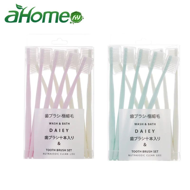 

10 Pieces Reusable Toothbrush Travel Business Soft-bristle Toothbrush Set Bathtoom Accesories Toothbrush with Case