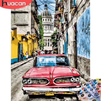 

HUACAN Oil Painting By Numbers Street Landscape Acrylic Drawing Canvas Picture For Adults Home Decoration Gift