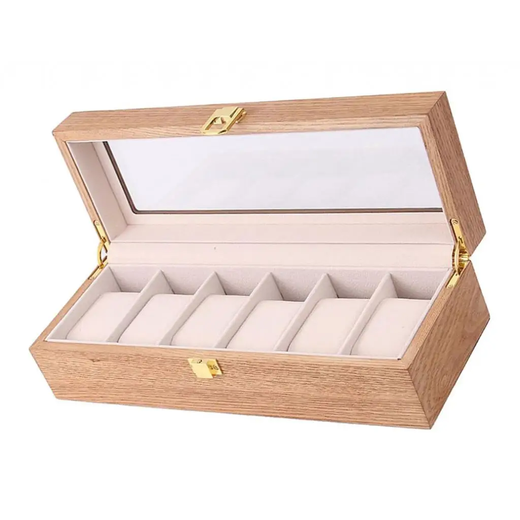 Glass Topped Wooden Watch Box Novelty Watch Case Executive 6/10/12 slots Case with Valet watch pillow