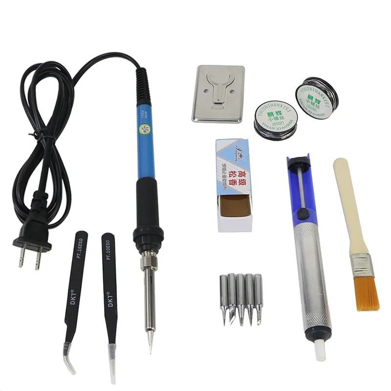 

European US Standard Soldering Iron Set 14 Pieces Soldering Iron Set Thermostat Soldering Iron Head Set