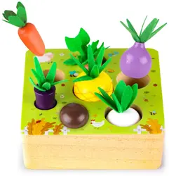 Jeu de récolte de ferme en bois Montessori, jouet d'apprentissage précoce pour les tout petits, tri des formes, jouet éducatif avec légumes ou fruits de 7 tailles 