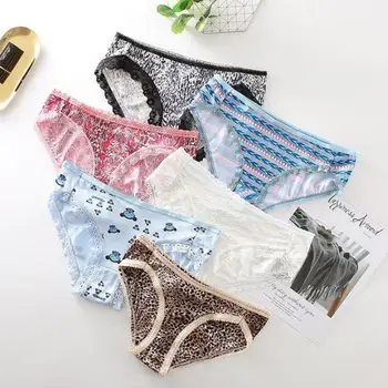 

Printed underpants Breathable low-waist lace side briefs small floral flower Leopard Briefs random pattem Young lady briefs