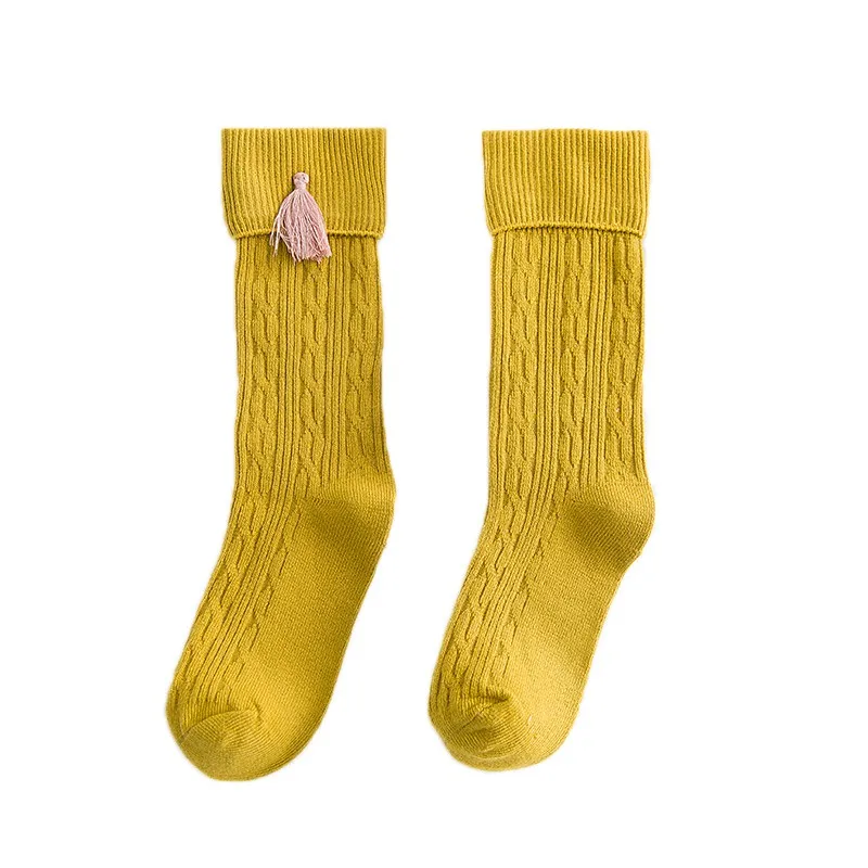Детские носки для маленьких девочек длинные хлопковые носки до середины икры с кисточками для малышей милые школьные носки с кисточками для маленьких девочек От 1 до 8 лет Одежда для детей - Цвет: Y