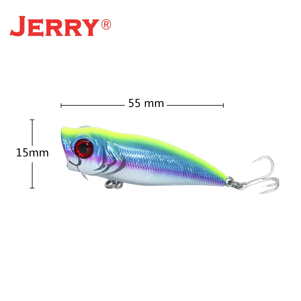 Jerry Doris Surface Floating Popper Fishing Lure 55mm Plastic Artificial Top Water Hard Bait Bass Pike Tackle