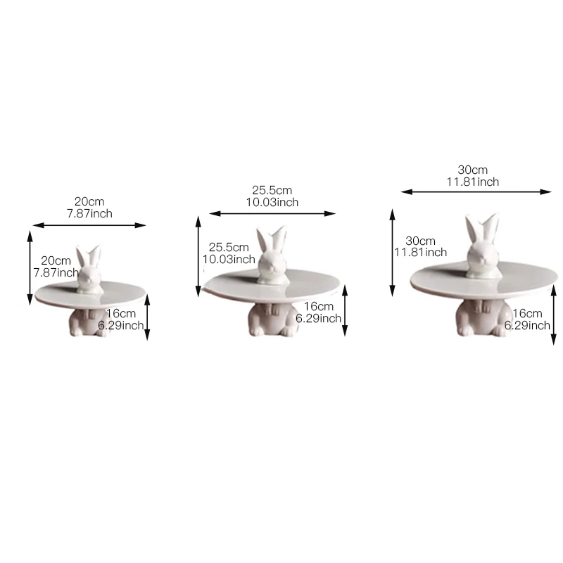 Белая креативная Милая керамическая тарелка для свадебного торта с кроликами, десертная подставка для торта, декоративный поднос для фруктов, современные украшения для дома