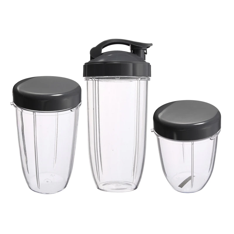 Senmubery 3Pcs Replacement Cups 32 Oz Colossal 24 Oz Tall 18oz Small Cup+3 Lids For Nutribullet Fruit Juicer Parts Kitchen Appliance Bottle 