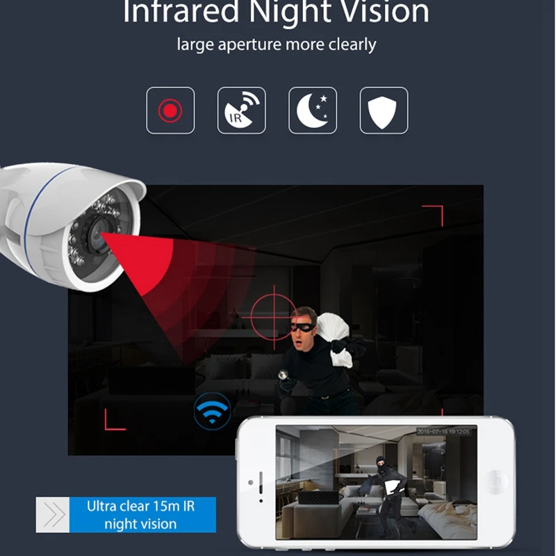 Outdoor Waterproof Hd 720P Wifi Ip Camera Wireless Network Night-Vision Cctv Camera Work With Alexa Echo Show Eu Plug