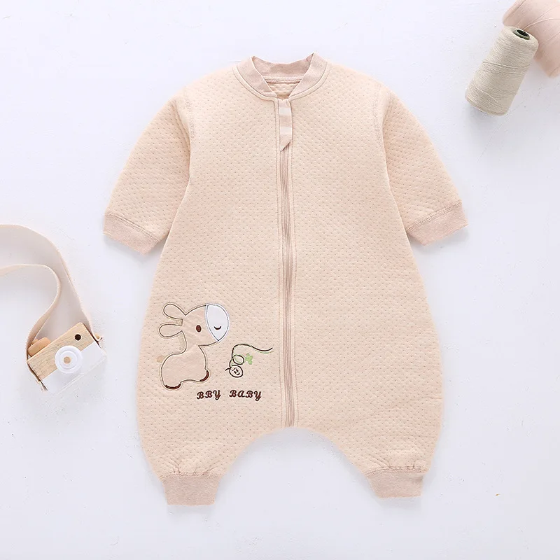 spring infant thickening cartoon animal thickening pro-body dressing color cotton quilted leg sleeping bag - Цвет: as picture