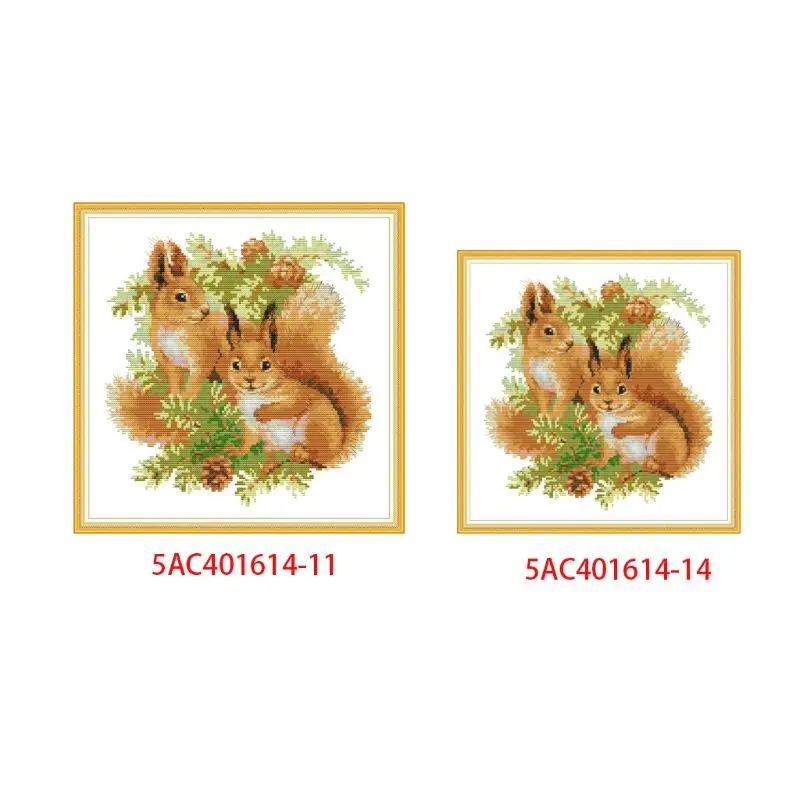 Two Squirrels DIY Handmade Needlework Counted 11CT 14CT Printed Cross Stitch Embroidery Kit Set Home Decoration Q6PE