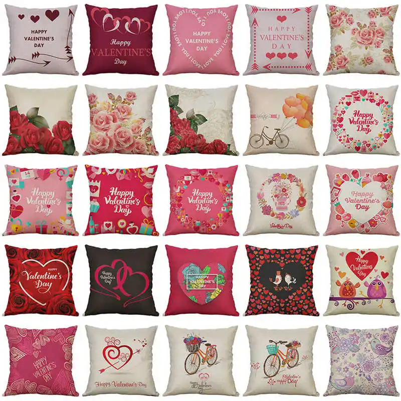 

Cover Decor Day Pillow Cushion 18'' Cotton Home Linen Sofa Case Valentine's