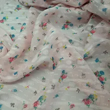 Платье из шифонового шелка жаккард Swissdot печать на распродаже розовая ткань шифон рубашка платье материал